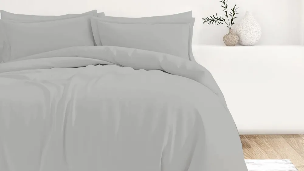 Housse de couette percale gris perle
